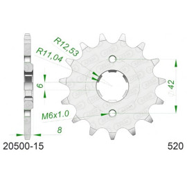 PIGNONE AFAM IN ACCIAIO P520 - Z15 (DIS.20500)