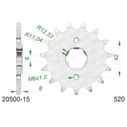 PIGNONE AFAM IN ACCIAIO P520 - Z15 (DIS.20500)