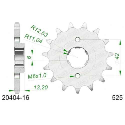 PIGNONE AFAM IN ACCIAIO P525 - Z16 (DIS.20404)