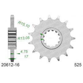 PIGNONE AFAM IN ACCIAIO P525 - Z16 (DIS.20612)