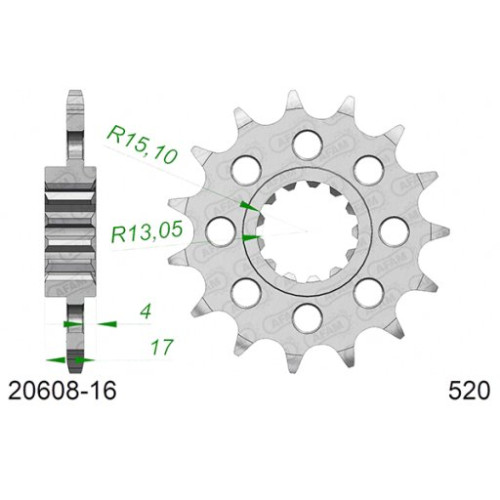 PIGNONE AFAM IN ACCIAIO P520 - Z16 (DIS.20608)