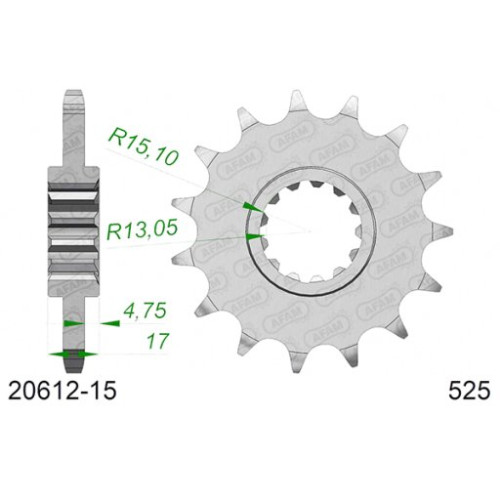 PIGNONE AFAM IN ACCIAIO P525 - Z15 (DIS.20612)