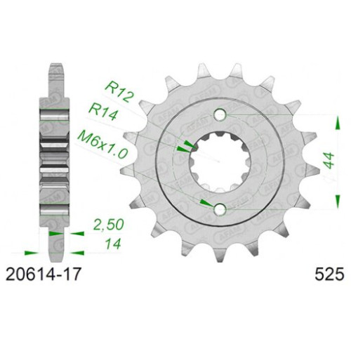PIGNONE AFAM IN ACCIAIO P525 - Z17 (DIS.20614)
