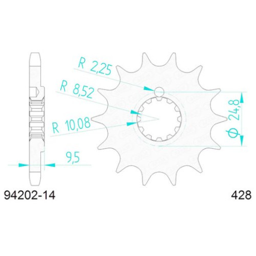PIGNONE AFAM IN ACCIAIO P428 - Z14 (DIS.00515)