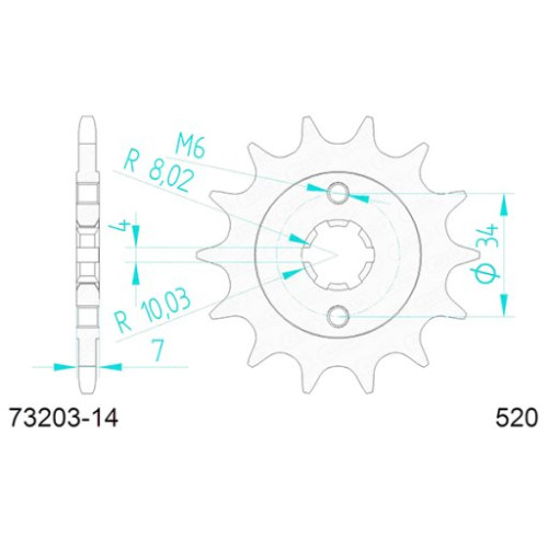 PIGNONE AFAM IN ACCIAIO P520 - Z14 (DIS.00521)