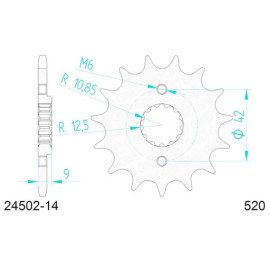 PIGNONE AFAM IN ACCIAIO P520 - Z14 (DIS.00520)