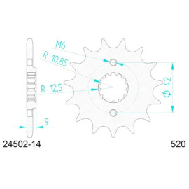 PIGNONE AFAM IN ACCIAIO P520 - Z14 (DIS.24502)