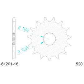 PIGNONE AFAM IN ACCIAIO P520 - Z16 (DIS.61201)